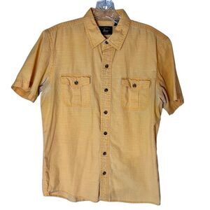 Bass and Co Short Sleeve Shirt Mens Medium Yellow Preppy Casual Coastal